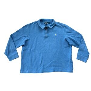 VTG Polo ralph lauren 1/4 zip longsleeve collard shirt preppy blue pony logo XXL